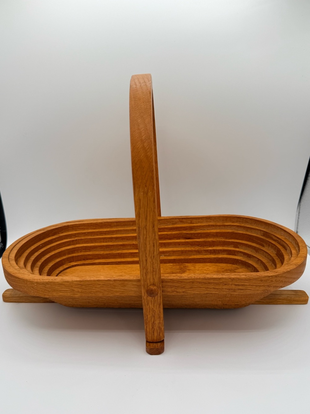 Vintage-Signed Steven R Gray- Wooden Handled Stacking Basket - Warm Oak Tone